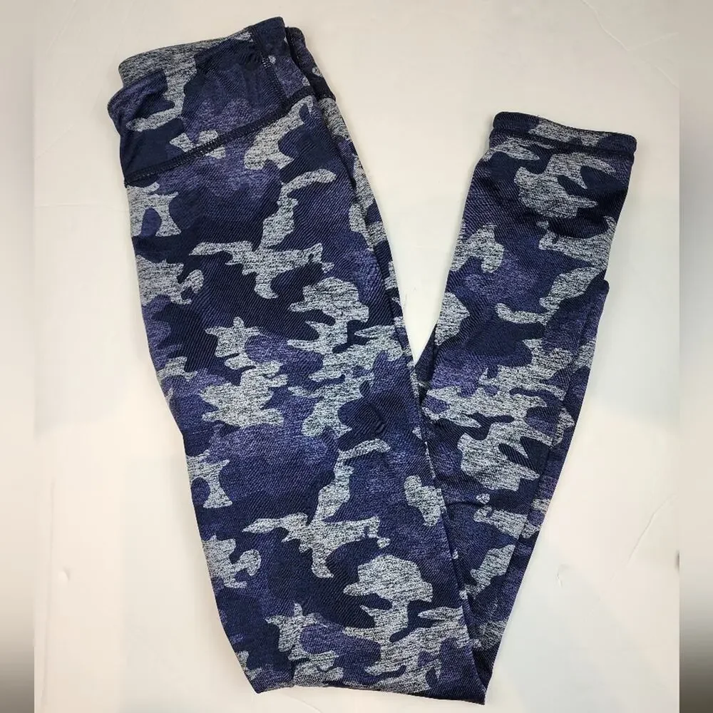 90 Degree‎ by Reflex Gray Blue Reversible Athletic Leggings Juniors Size M